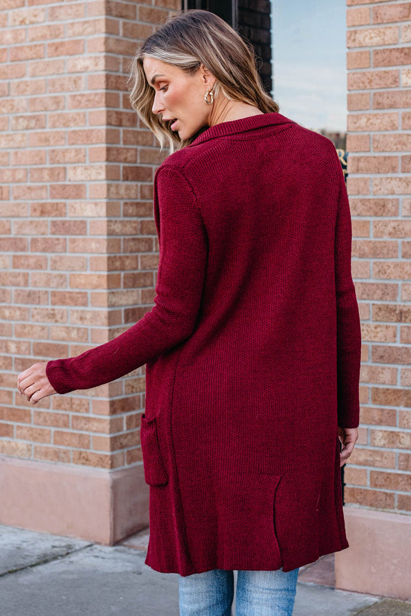 Dark red cardigan hotsell