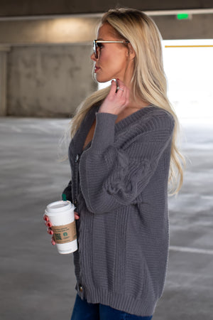 Nobody Gets Me Knit Cardigan - Grey, Closet Candy, 2