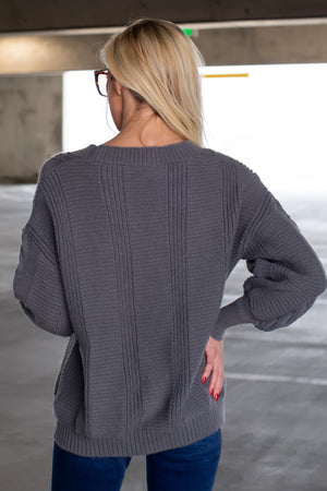 Nobody Gets Me Knit Cardigan - Grey, Closet Candy, 5