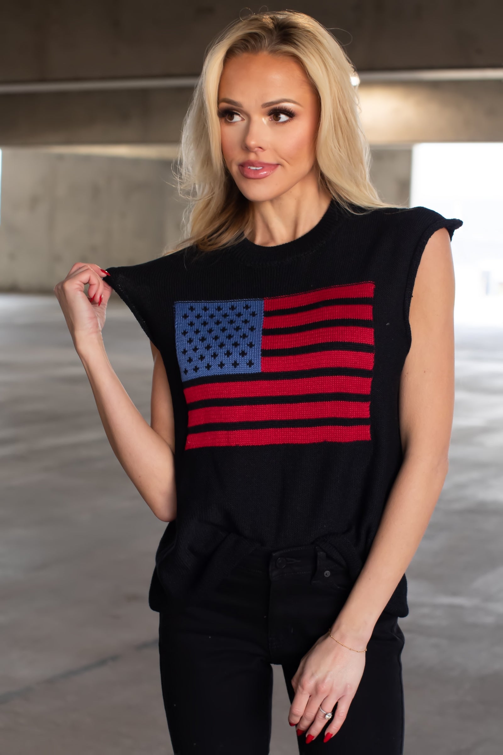 Miss Americana Sleeveless Top - Black, Closet Candy, 1