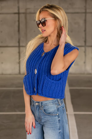 In So Deep Chunky Knit Top - Navy, Closet Candy, 5