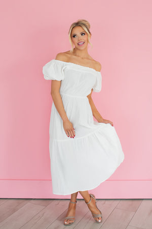 Somewhere Somehow Tiered Midi Dress - Off White, Closet Candy, 3