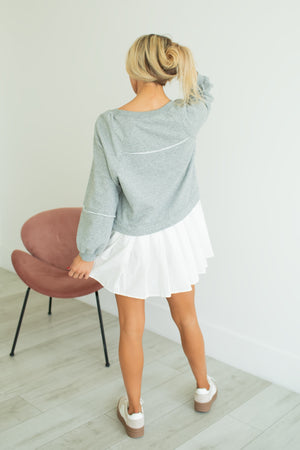 Move This Way Sweatshirt Dress- H Grey, Closet Candy, 6