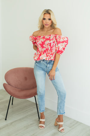 Would Never End Floral Top - Fuchsia, Closet Candy, 3