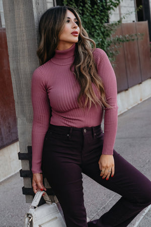 Been A Minute Ribbed Turtleneck Bodysuit - Rose, Closet Candy, 5