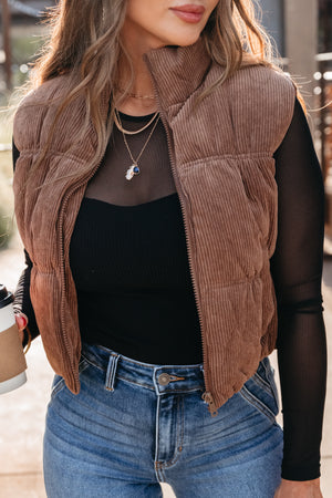 Urban Cord Crush Vest - Cocoa