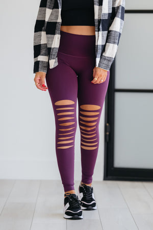 She's Torn Laser Cut Leggings - Plum, Closet Candy, 2