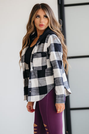 Plaid Like You Mean It Hooded Shirt - Black, Closet Candy, 4