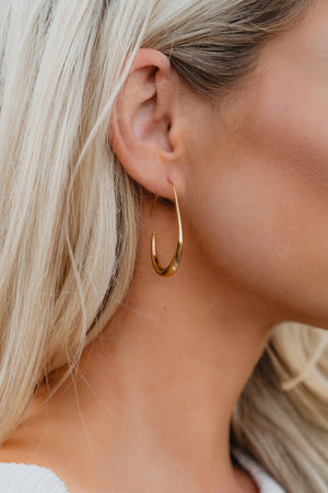 Oval Allure Hoops - Gold, Closet Candy, 2