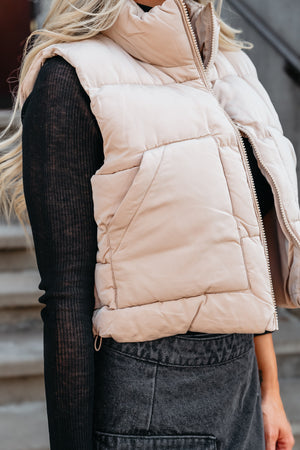 Chill Puffer Vest - Khaki, Closet Candy, 6