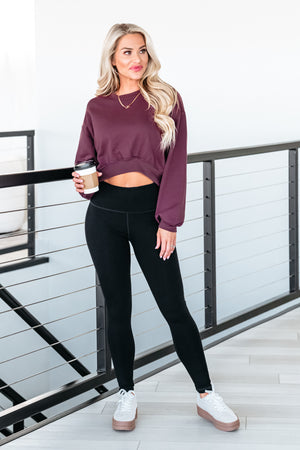 Sip and Slay Cropped Sweat Shirt - Maroon, Closet Candy, 3