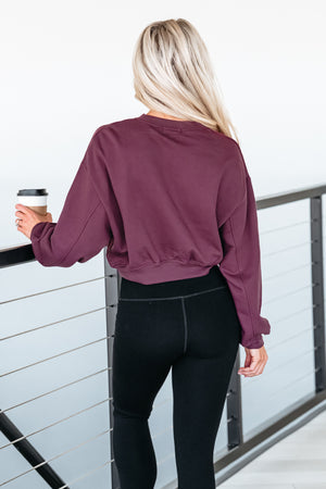 Sip and Slay Cropped Sweat Shirt - Maroon, Closet Candy, 7