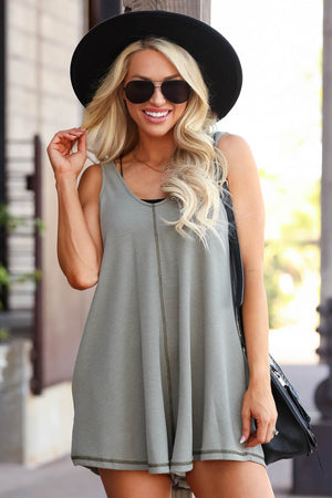 Endless Summer Sleeveless Romper - Olive - Closet Candy - Front