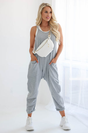 International Flight Vibes Jumpsuit - Heather Grey closet candy 1