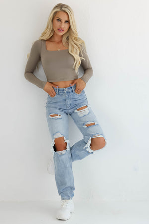 KAN CAN Tyra High Rise 90s Distressed Jeans - Light Wash closet candy 5