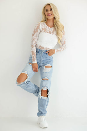 KAN CAN Tyra High Rise 90s Distressed Jeans - Light Wash closet candy 7