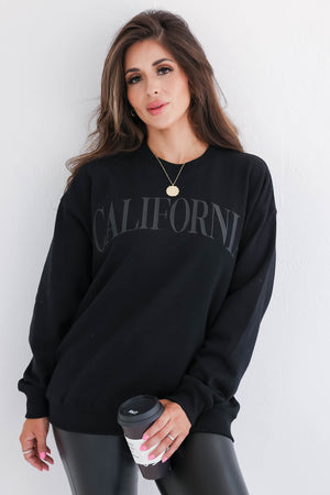 "California" Embroidered Sweatshirt - Black closet candy 1