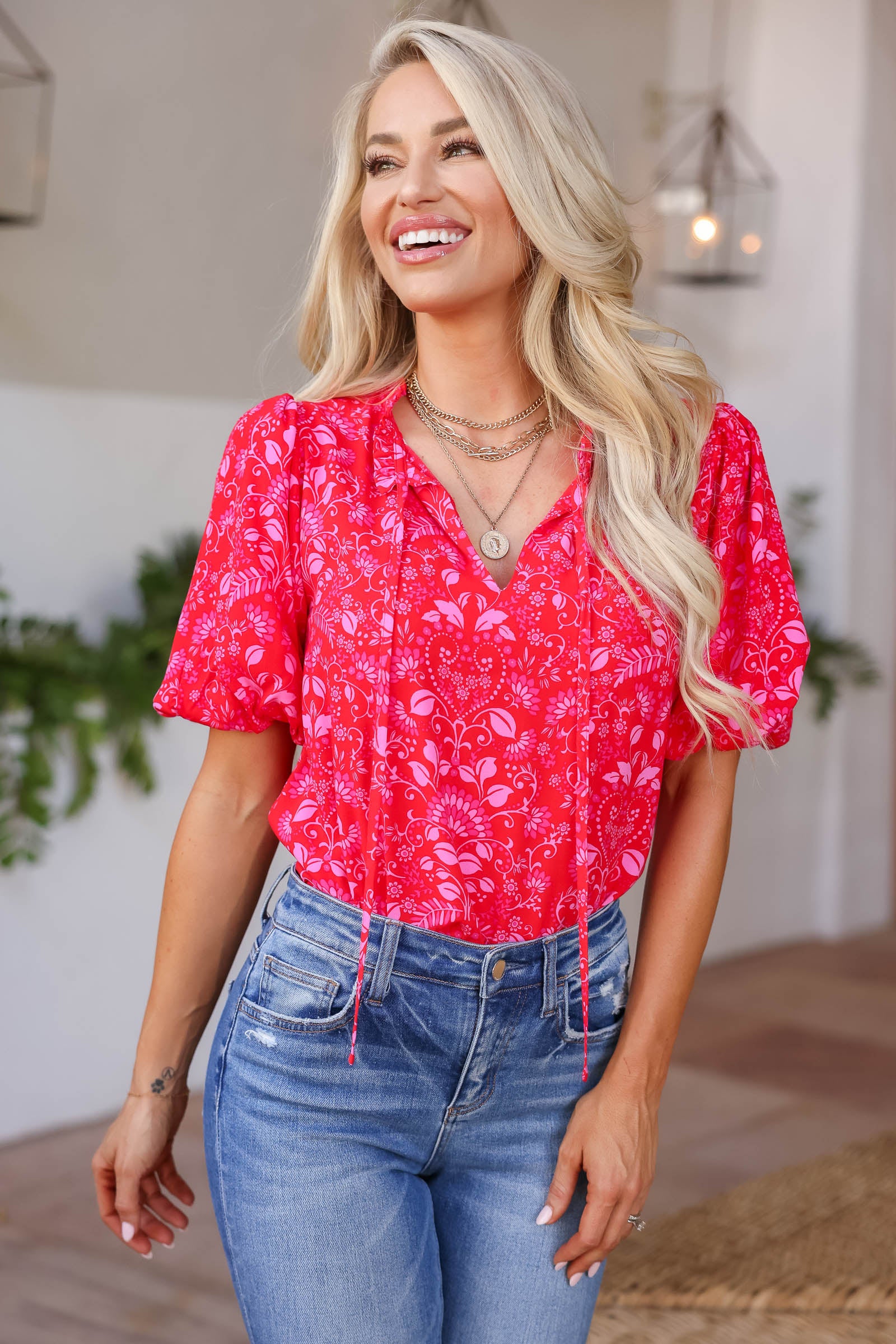 Hey Sugar Puff Sleeve Top - Pink closet candy 1