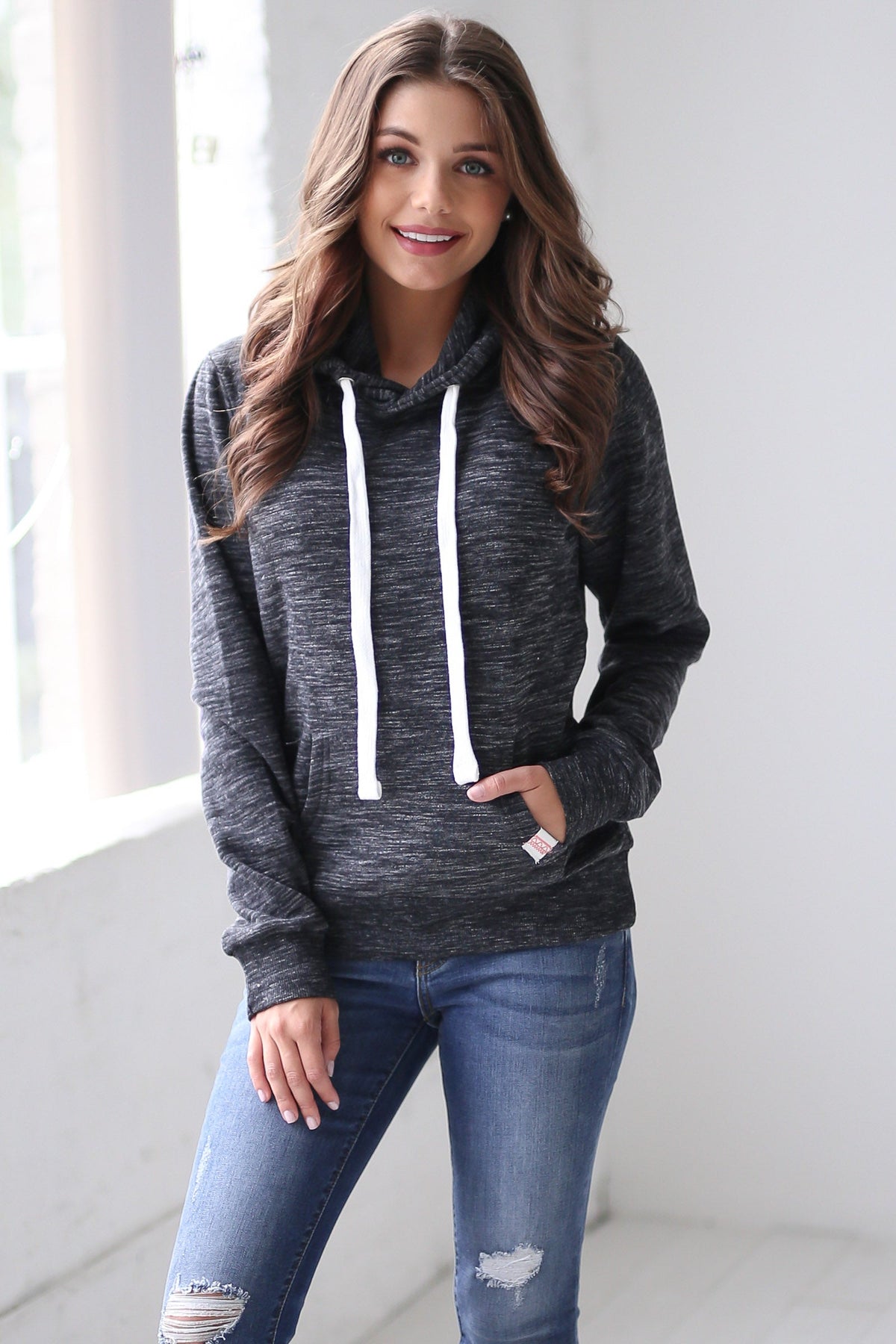 Make Yourself At Home Hoodie - Marled Black - Closet Candy Boutique