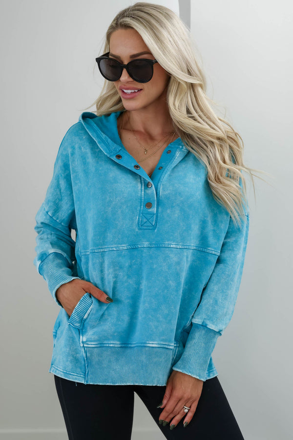 Keep It Cozy Hoodie - Light Teal - Closet Candy Boutique