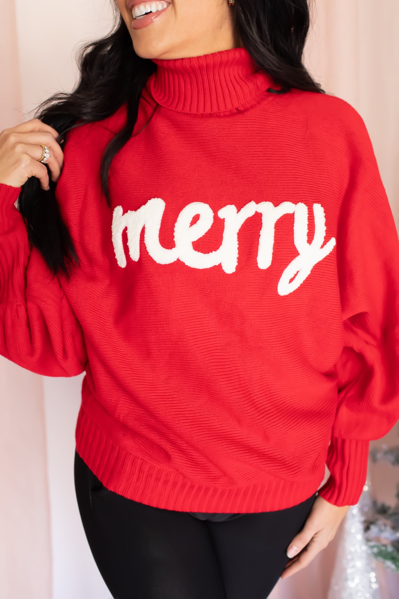 Merry Moments Turtleneck Sweater - Red, Closet Candy, 2