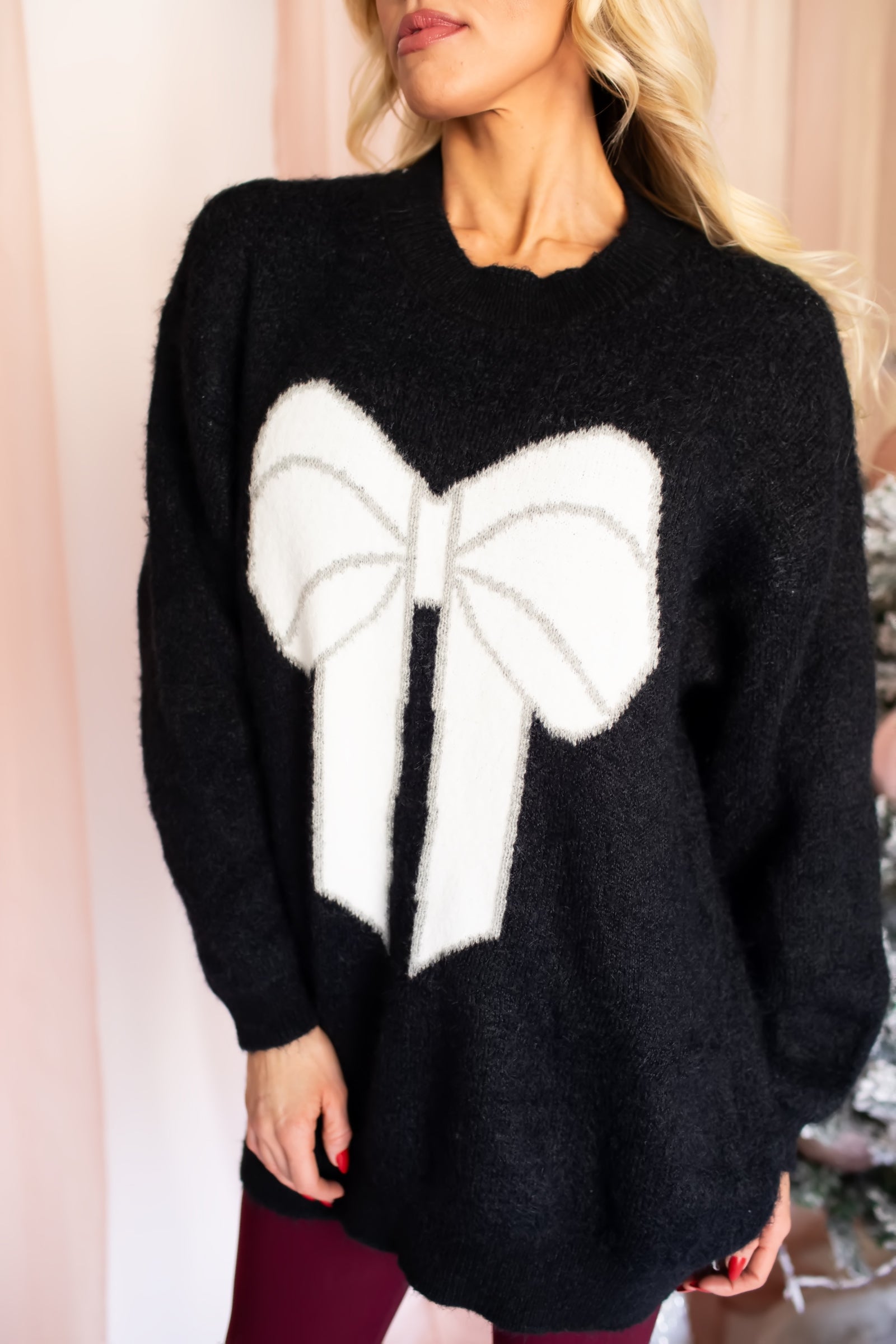 Gifted In Style Bow Sweater - Black, Closet Candy, 1