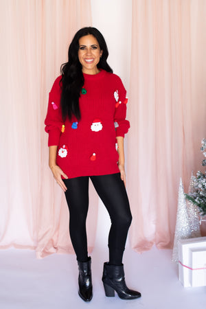 Holiday Cheer Santa Sweater - Red, Closet Candy, 1