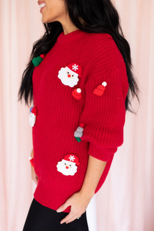 Holiday Cheer Santa Sweater - Red, Closet Candy, 6