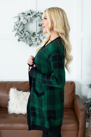 Mistletoe Moments Plaid Cardigan - Green, Closet Candy, 4