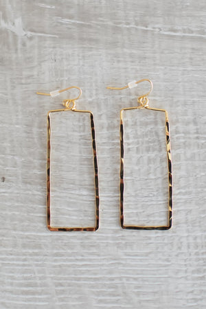 Try It Off Hammered Rectangle Earrings - Gold, Closet Candy, 4