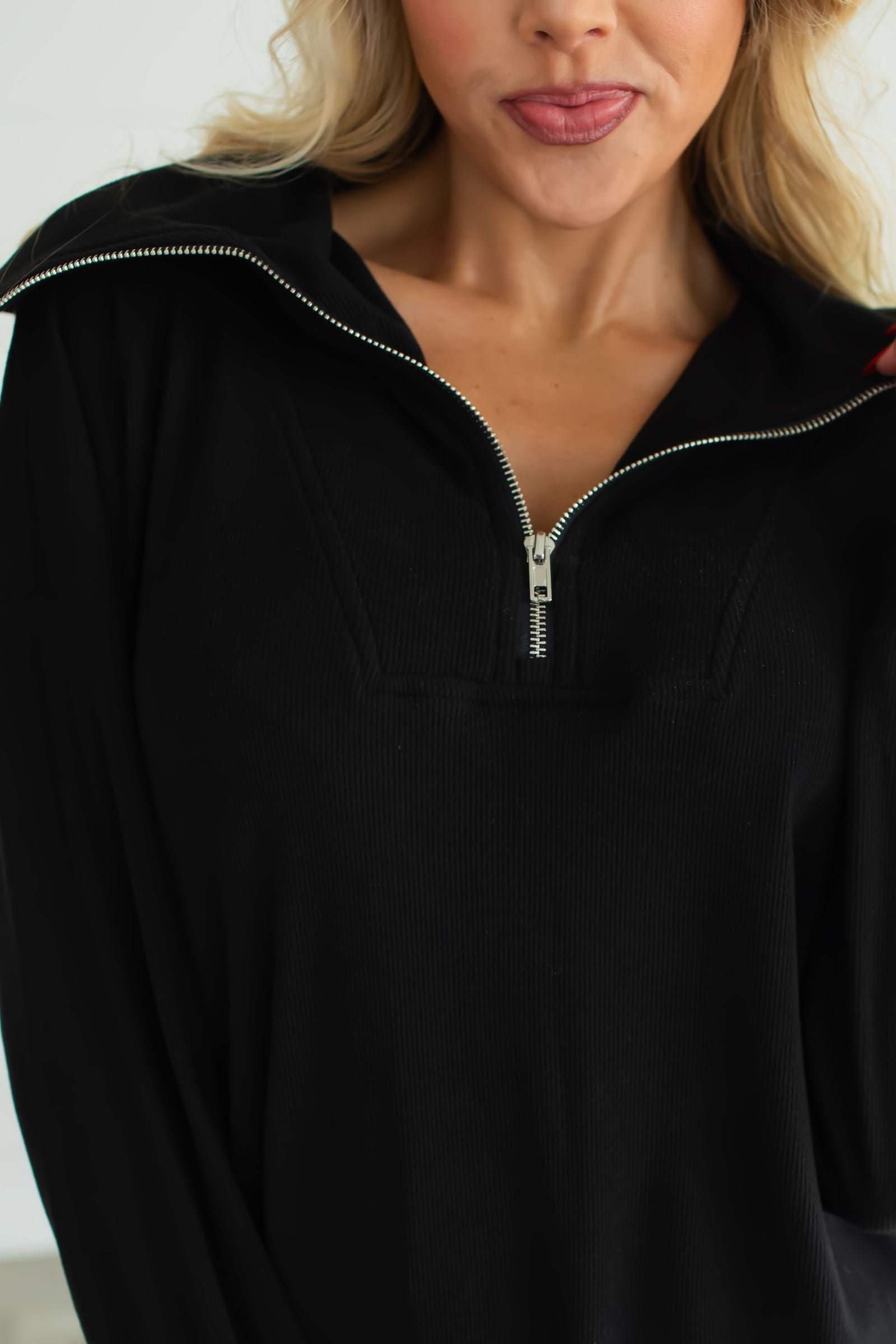 Be Like Before Half-Zip Pullover - Black, Closet Candy, 1