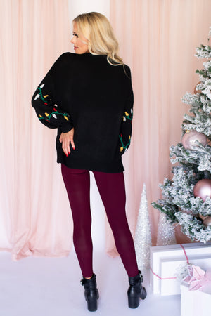 Twinkling Lights Holiday Sweater - Black, Closet Candy, 4