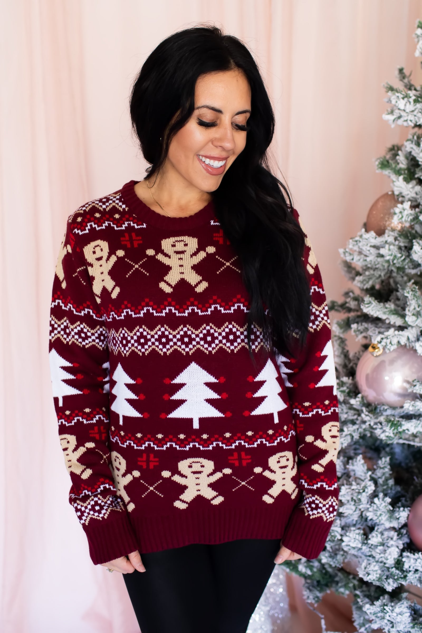 Gingerbread Knit Sweater - Wine, Closet Candy, 2