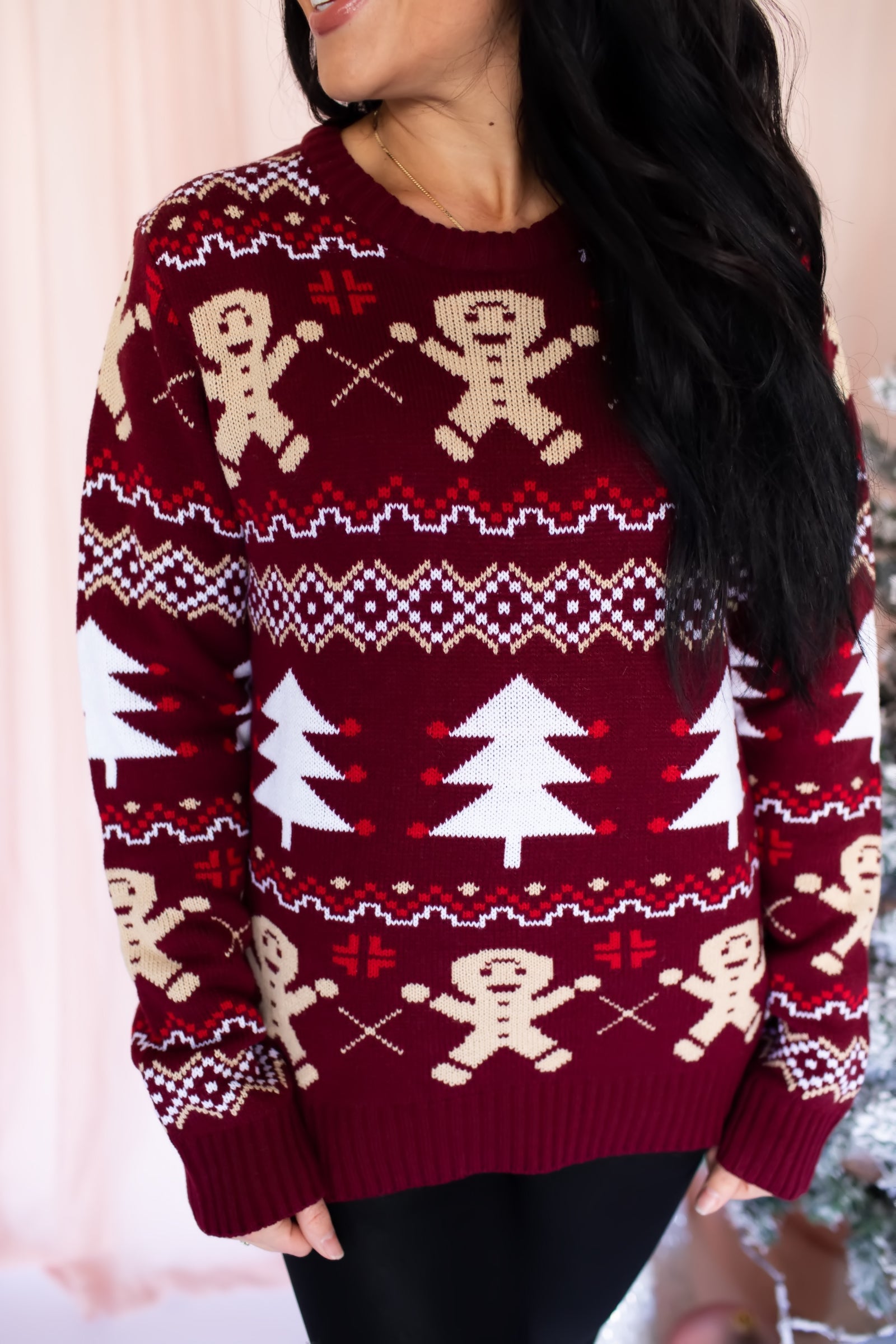 Gingerbread Knit Sweater - Wine, Closet Candy, 2