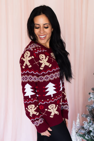 Gingerbread Knit Sweater - Wine, Closet Candy, 4