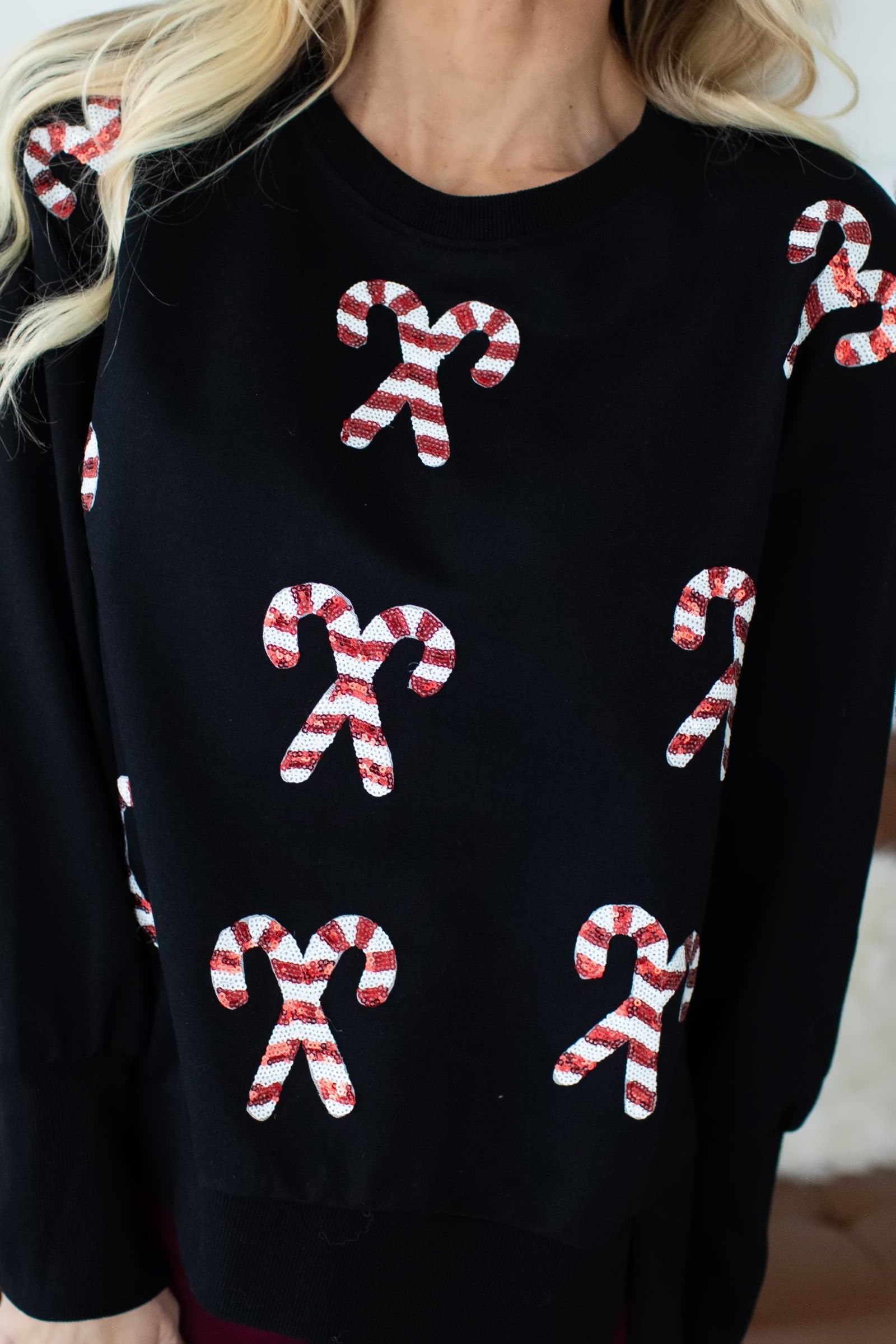 Candy Cane Dreams Holiday Sweatshirt - Black, Closet Candy, 9