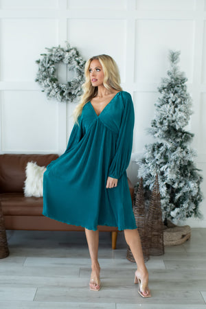 Christmas Eve Will Find Me Dress - Hunter Green, Closet Candy, 3