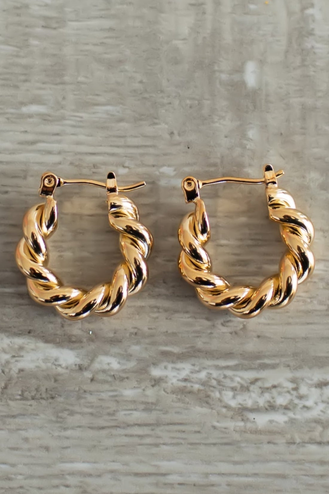 Mini Twist Hoop Earrings - Gold, Closet Candy, 1