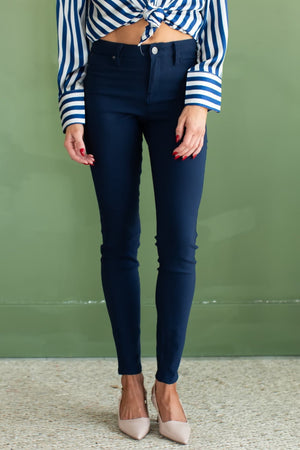 Nikki Hyperstretch Midrise Skinny Jeans - Navy