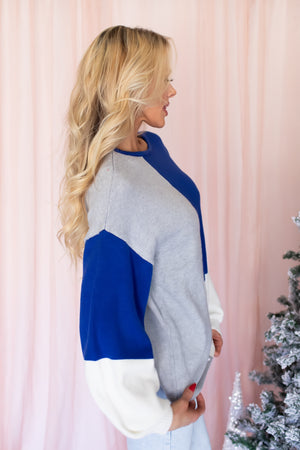 Sleigh Bell Colorblock Sweater - Blue, Closet Candy, 2