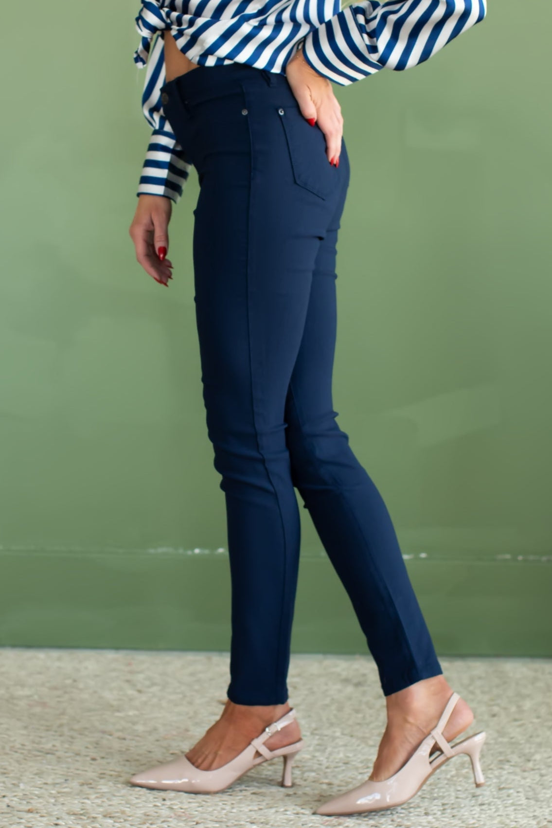 Nikki Hyperstretch Midrise Skinny Jeans - Navy