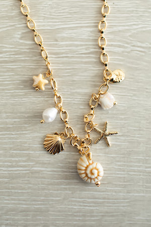 Belong To Me Seashell Charm Necklace - Gold, Closet Candy, 4