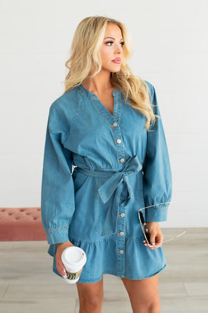 Late In the Night Mini Dress - Denim, Closet Candy, 6