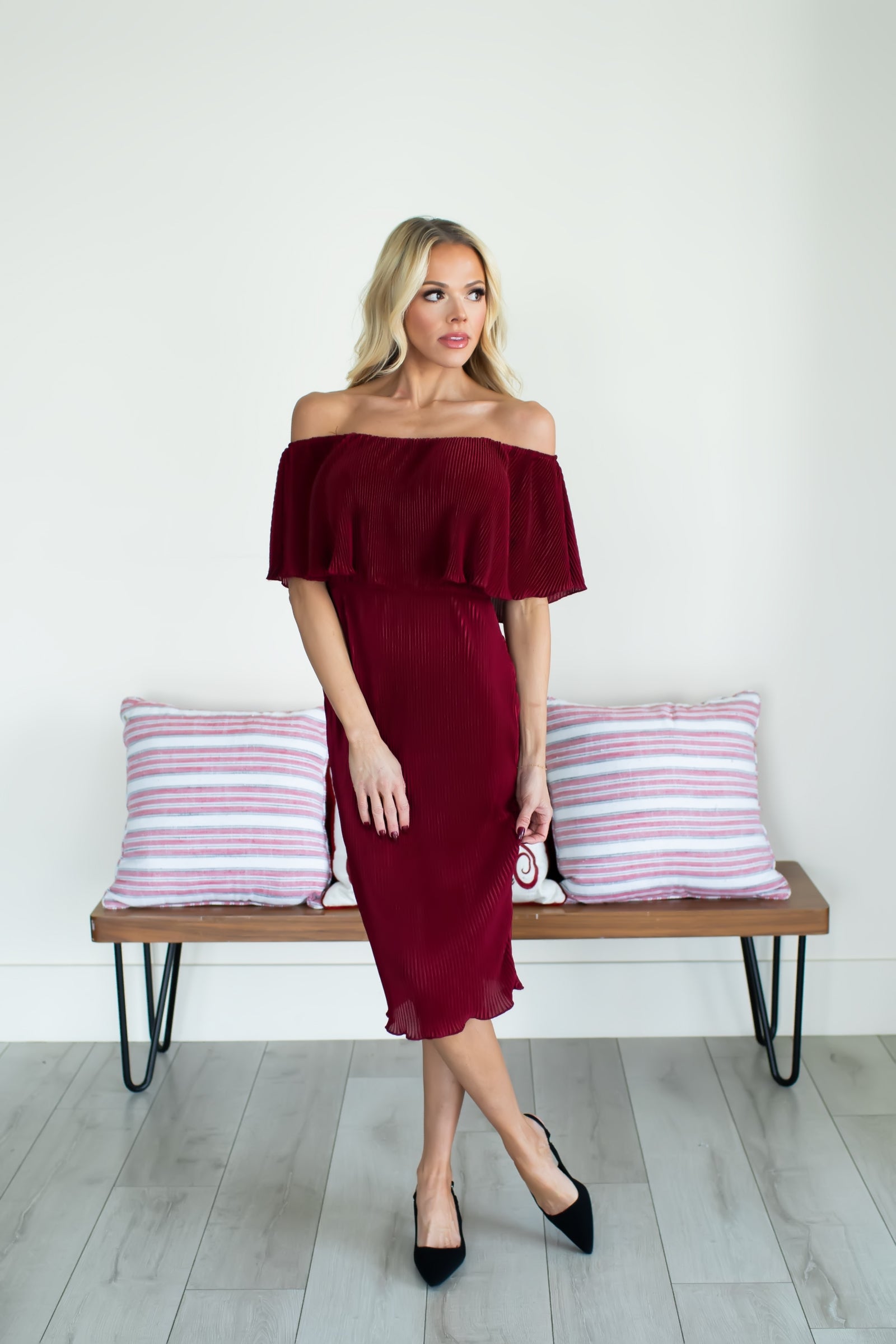 Spreading So Much Cheer Dress - Burgundy, Closet Candy, 1