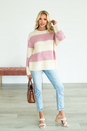 Always Perfect Stripe Sweater - Pink, Closet Candy, 3