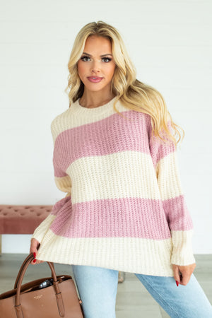 Always Perfect Stripe Sweater - Pink, Closet Candy, 1