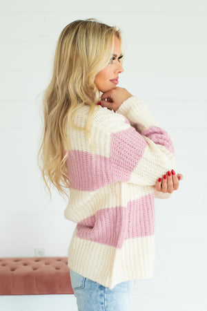 Always Perfect Stripe Sweater - Pink, Closet Candy, 4