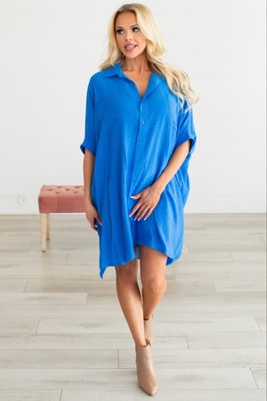 Do We Meet Shirt Dress - Blue, Closet Candy, 3