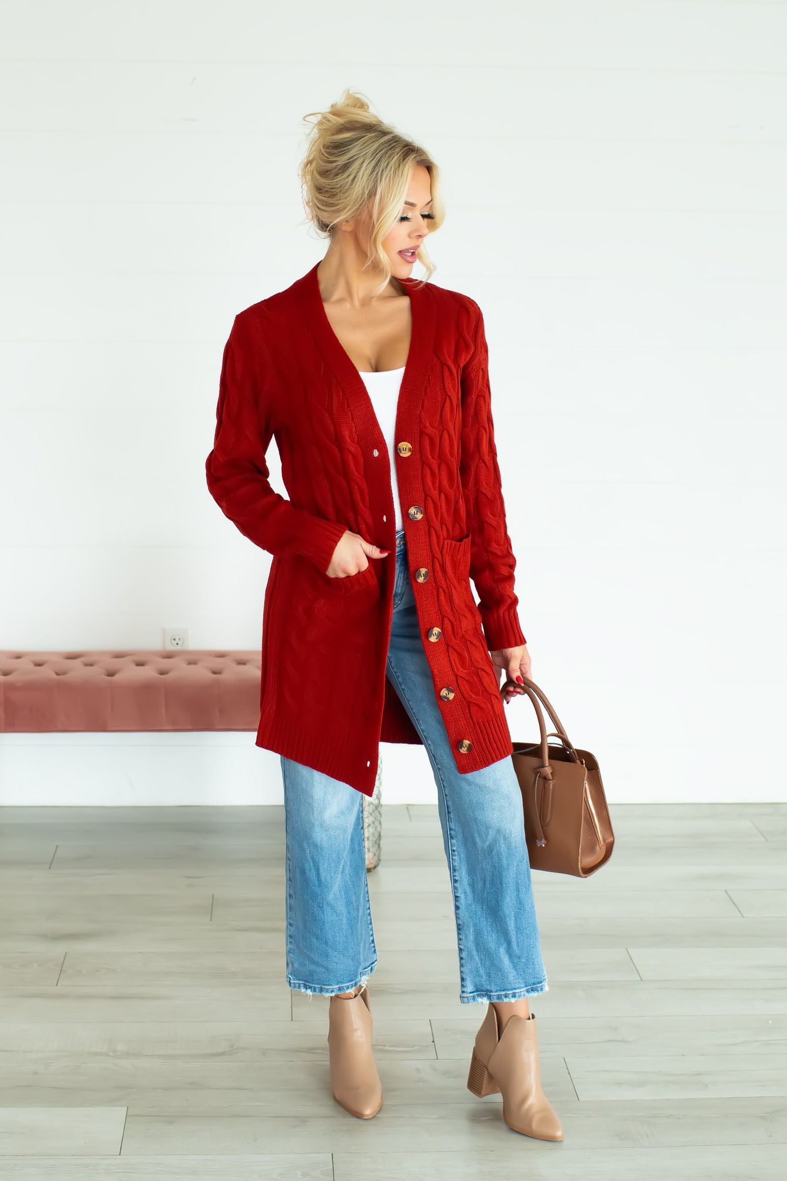 Love in Every Thread Cardigan  - Red, Closet Candy, 1