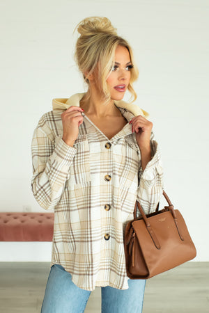 Check It Twice Plaid Hooded Jacket - Light Grey, Closet Candy, 6